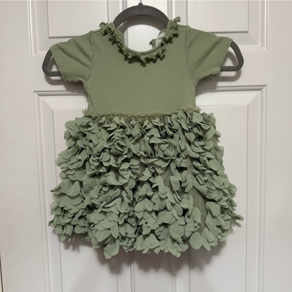 H&M Green Ruffled Baby Dress